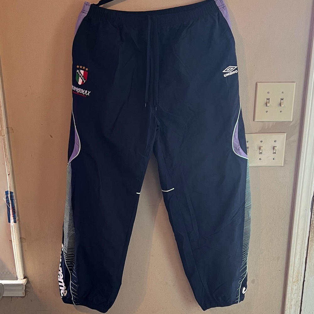 SUPREME X UMBRO TRACK PANTS NAVY SIZE XL